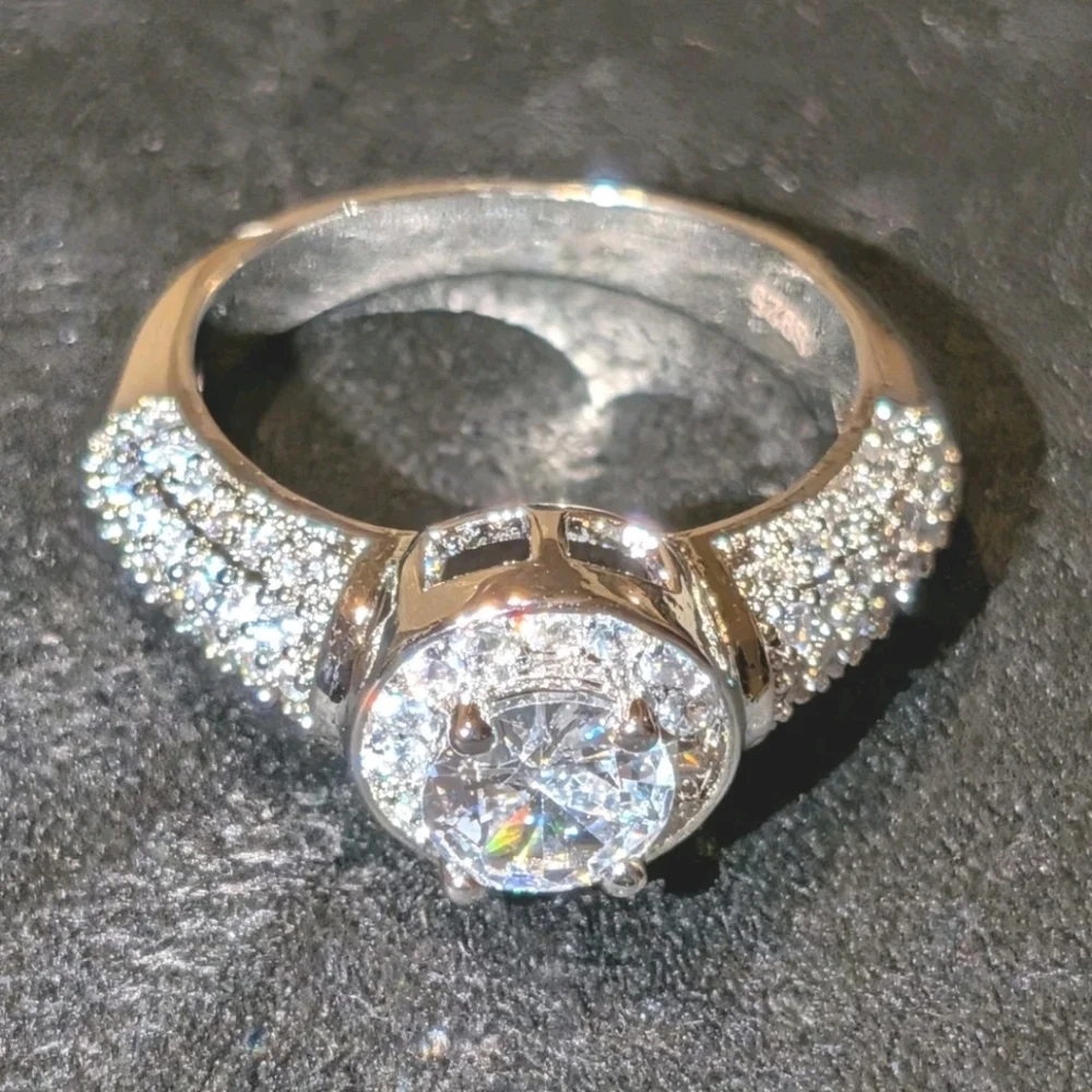 Stunning 3 Ct  Cushion Lab Created Diamond 925 Silver Ring For Men/Women Sz 7